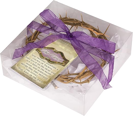 Photo 1 of Cottage Garden Crown of Thorns Real Wood in Gift Box with Scripture Tag 6 Inch Round