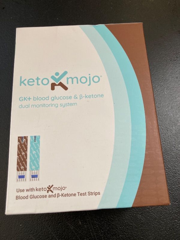 Photo 1 of KETO-MOJO GK+ Bluetooth Glucose & Ketone Testing Kit + Free APP for Ketosis & Diabetes Support. 20 Blood Test Strips (10 Each), Meter, 20 Lancets, Lancing Device, and Control Solutions
