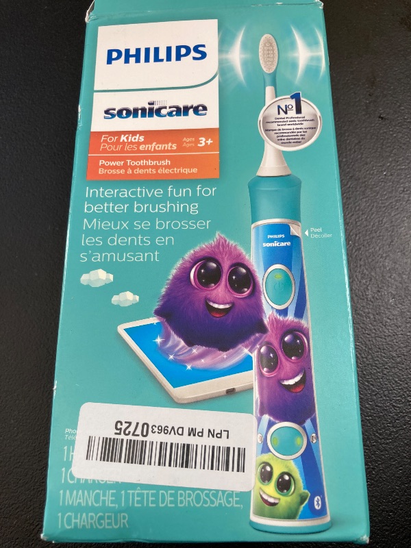 Photo 1 of Philips Sonicare for Kids 3+ Bluetooth Connected Rechargeable Electric Power Toothbrush, Interactive for Better Brushing, Turquoise, HX6321/02