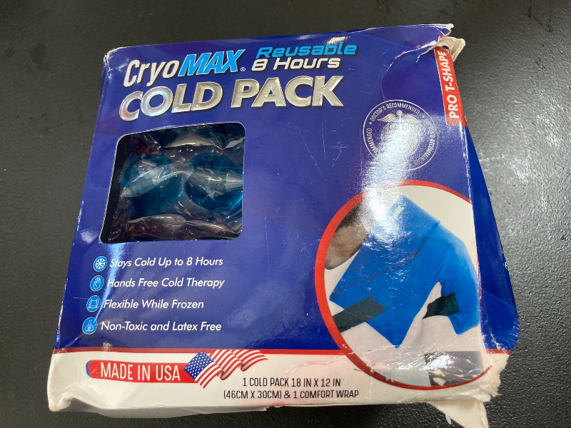 Photo 1 of CryoMAX Reusable Cold Pack - 8-Hour Long-Lasting Cold Therapy Ice Pack, Adjustable Wearable Compress Straps, Best for Pain Relief, Injuries, Hip Surgery Swelling, and Migraines - T-Shape (1 Count)