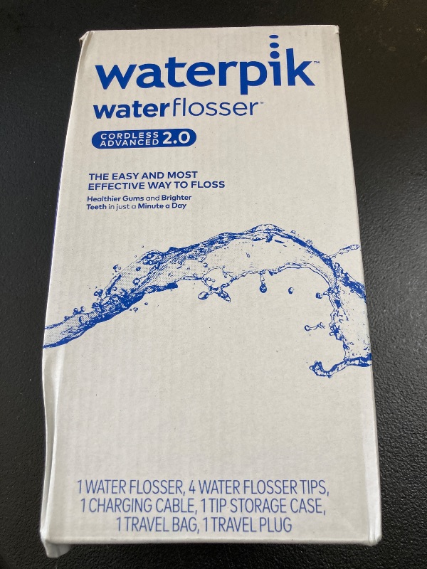 Photo 1 of Waterpik Cordless Advanced 2.0 Water Flosser For Teeth, Gums, Braces, Dental Care With Travel Bag and 4 Tips, ADA Accepted, Rechargeable, Portable, and Waterproof, White WP-580, Packaging May Vary