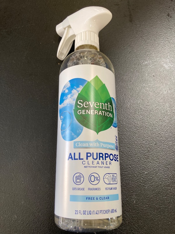 Photo 1 of Seventh Generation All Purpose Cleaner, Free & Clear, Cuts Grease, 23 Fl Oz
