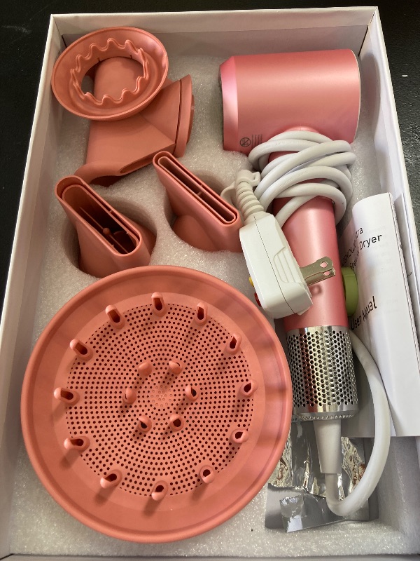 Photo 1 of Hair Dryer, Blow Dryer with Diffuser,1600W High Speed Drying Low Noise Hair Ionic Hairdryer for Women (Pink)