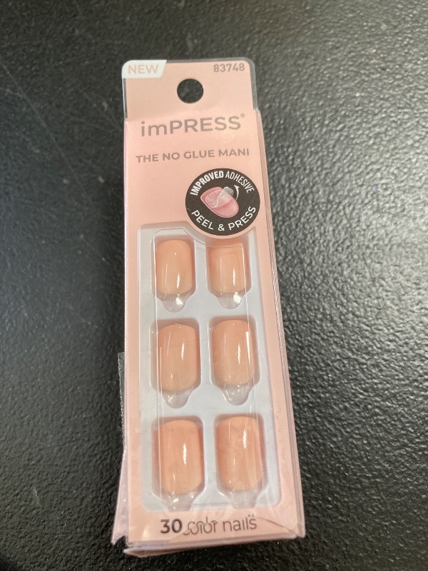 Photo 1 of KISS imPRESS No Glue Mani Press On Nails, Color, 'Peevish Pink', Pink, Short Size, Squoval Shape, Includes 30 Nails, Prep Pad, Instructions Sheet, 1 Manicure Stick, 1 Mini File
