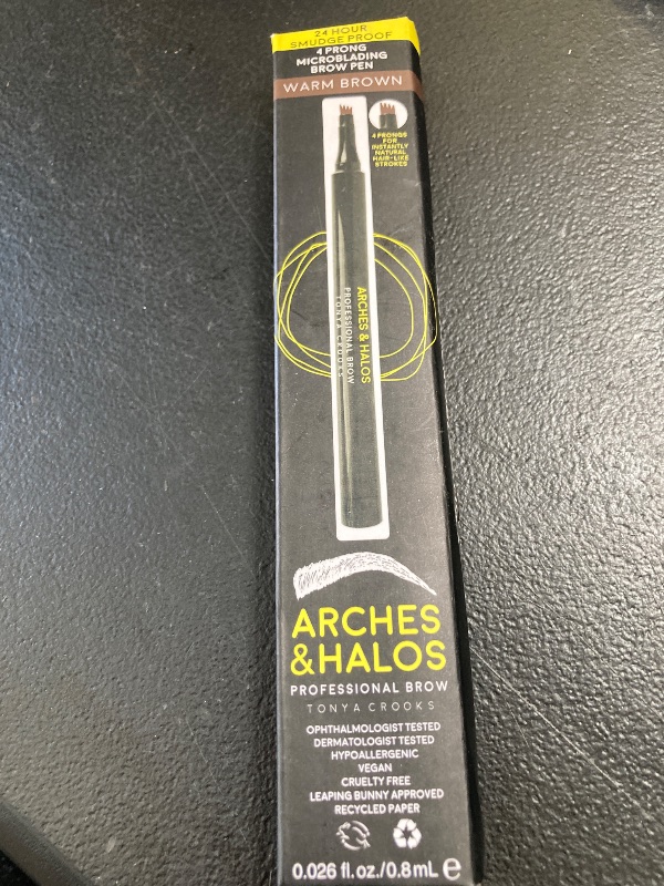 Photo 1 of Arches & Halos Microblading Brow Shaping Pen - Fuller, More Defined Brow - Long-lasting, Smudge Resistant, Rich Color - Vegan and Cruelty Free Makeup - Warm Brown - 0.033 fl oz