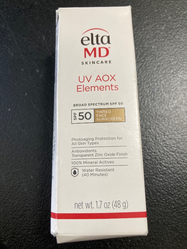 Photo 1 of EltaMD UV AOX Elements Tinted Mineral Face Sunscreen Lotion, Tinted Moisturizer for Face SPF 50 with Antioxidants, For Dry Sensitive Skin 1.7 oz Pump