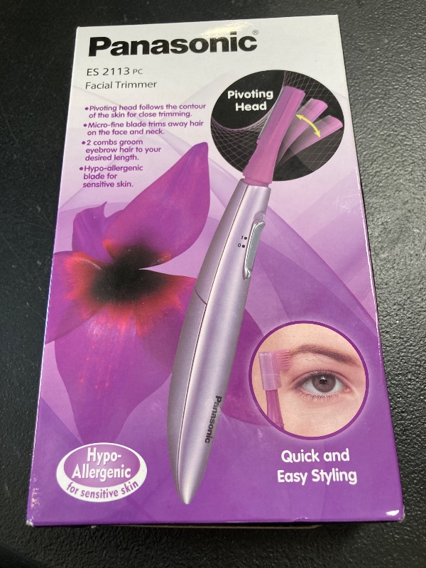 Photo 1 of Panasonic Women’s Facial Hair Remover and Eyebrow Trimmer with Pivoting Head, Includes 2 Gentle Blades for Brow and Face and 2 Eyebrow Trim Attachments, Battery-Operated – ES2113PC