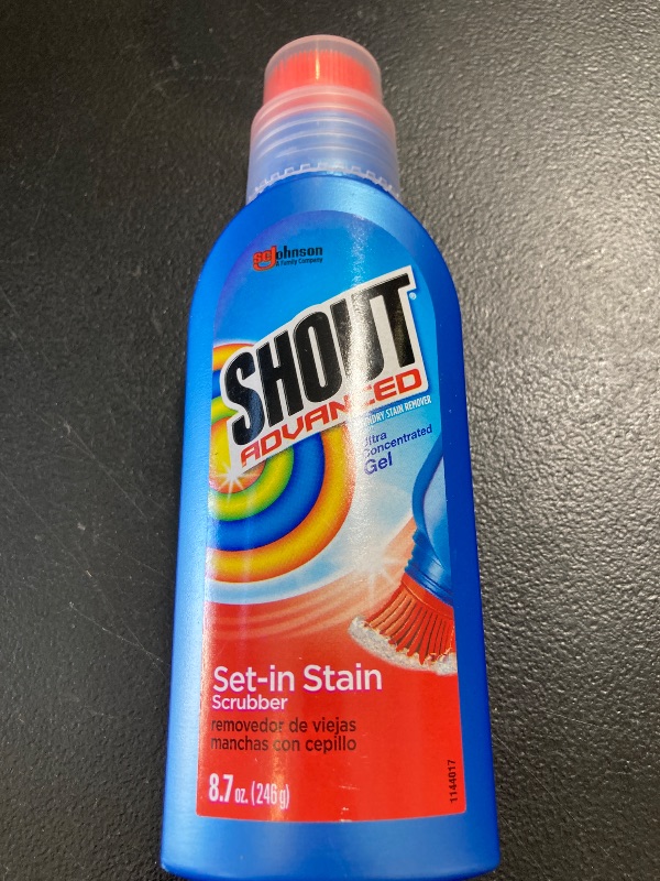 Photo 1 of Shout Advanced Stain Remover Gel for Clothes Laundry, Ultra Concentrated Gel with Built-in Scrubber Brush for Deep Set-In stains, 8.7oz