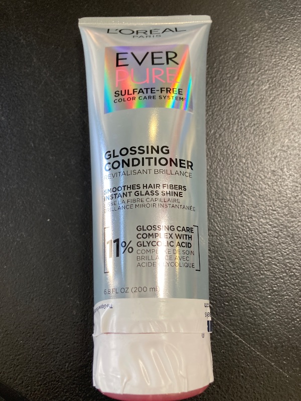 Photo 1 of L'Oreal Paris Glossing Sulfate Free Conditioner with Glycolic Acid, Hair Care for Lasting Shine and Smoothness for Dull, Dry Hair, Ever Pure, 6.8 Fl Oz