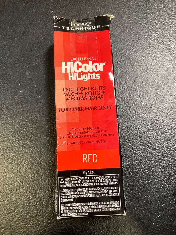 Photo 1 of L'OREAL TECHNIQUE HiColor Blonde HiLights Permanent Hair Color For Dark Hair - Intense Blonde Highlights, No Pre-Lightening Required, No-Drip Crème and Color Resists Fading, Red