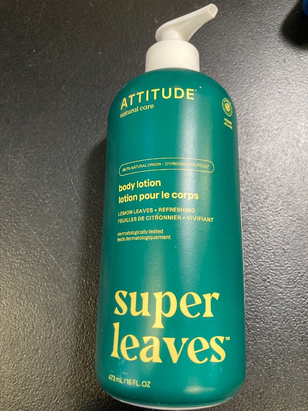 Photo 1 of ATTITUDE Body Lotion, EWG Verified Moisturizer, Vegan Skin Care Products, Non-Greasy, Hydrating for Dry Skin, Cruelty Free, Refreshing, Lemon Leaves, 16 Fl Oz