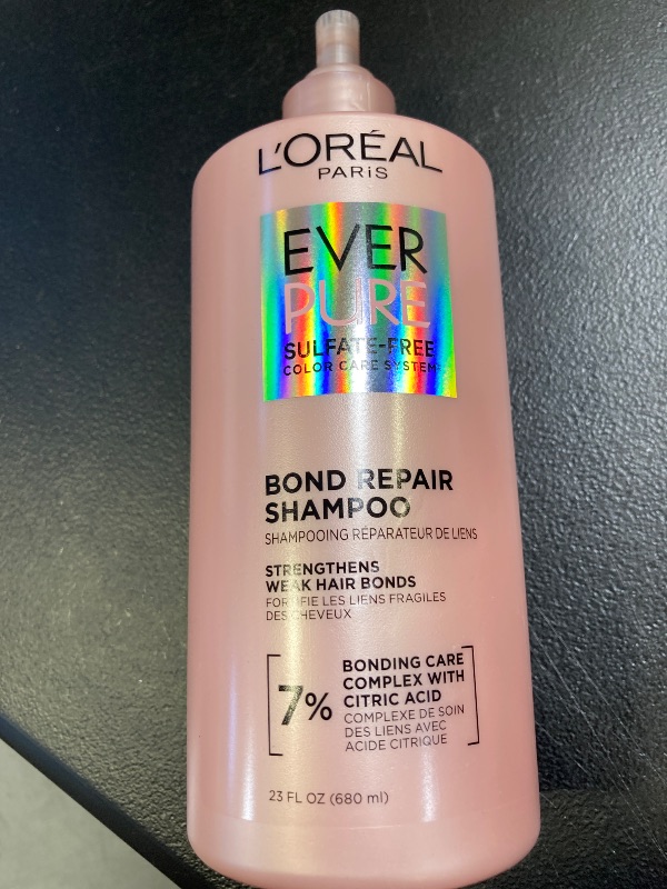 Photo 1 of L'OREAL PARIS Bond Repair Sulfate Free Shampoo for Damaged Hair, Strengthening Hair Care with Citric Acid, Repairs Weak Hair Bonds, EverPure, 23 Fl Oz
