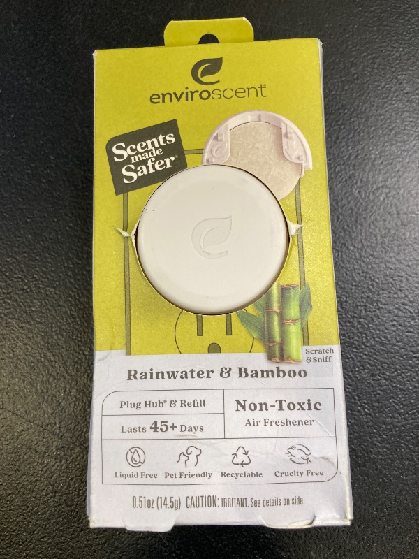 Photo 1 of Enviroscent Non Toxic Air Freshener (Rainwater & Bamboo) Plug-in Home Fragrance Last 45+ Days | Kit includes 1 Refillable Plug In Warmer & 1 Scent Refill