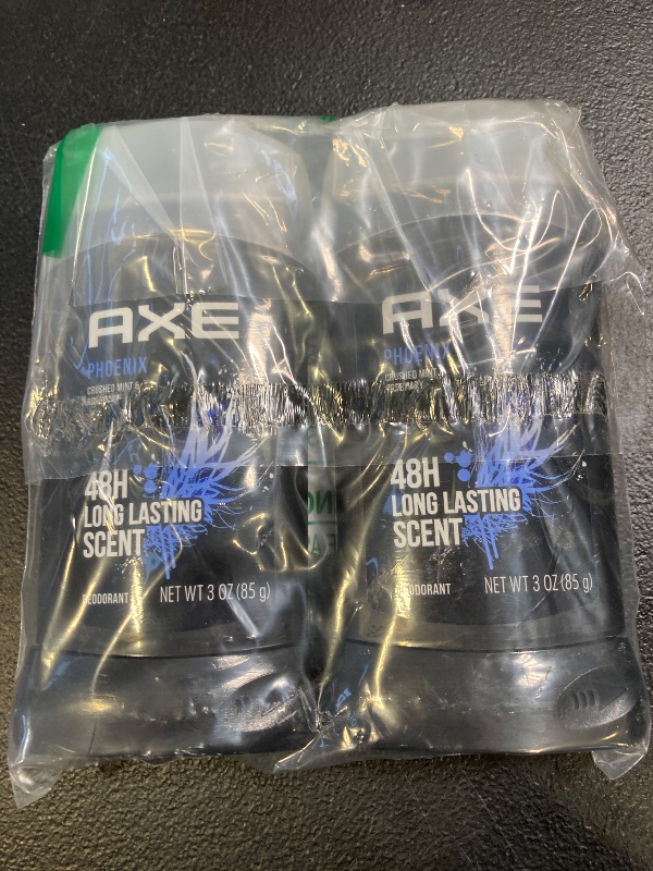 Photo 1 of AXE Dual Action Deodorant Stick For Long Lasting Odor Protection, Phoenix Crushed Mint & Rosemary Men's Deo, Aluminum Free 3oz Twin Pack