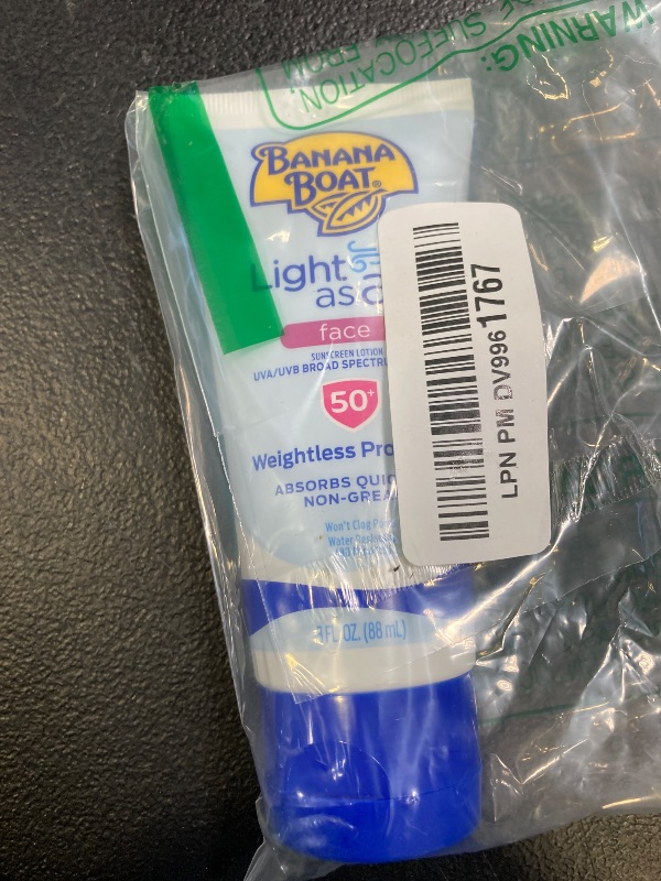 Photo 1 of Banana Boat Light As Air Face Sunscreen SPF 50 - 3oz Travel Size, Lightweight, Oxybenzone Free Lotion