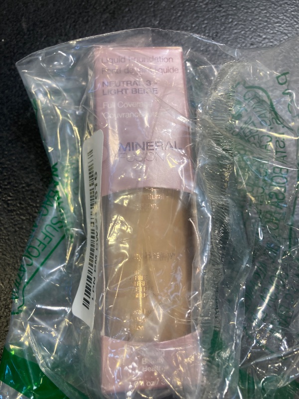 Photo 1 of Mineral Fusion Full Coverage Foundation, Liquid Foundation - Neutral 3- Medium Complexion w/Neutral Undertones, Lightweight Matte Finish, Up to 12 Hr Hydration, Hypoallergenic & Vegan, 1 fl. oz