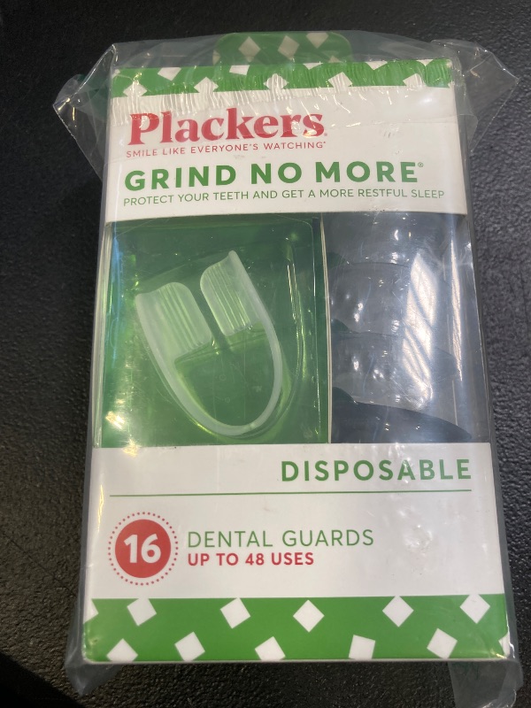Photo 1 of Plackers Grind No More Night Guard, Nighttime Protection for Teeth, BPA Free, Sleep Well, Ready to Wear, Disposable, One Size Fits All, 16 Count
