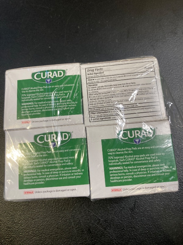 Photo 1 of CURAD Alcohol Prep Pads (Pack of 4 Boxes) | 400 Pieces of Medium Isopropyl Alcohol Wipes Individually Wrapped | First Aid Alcohol Swabs for Cuts & Scrapes | Medical Alcohol Pads for General Cleansing