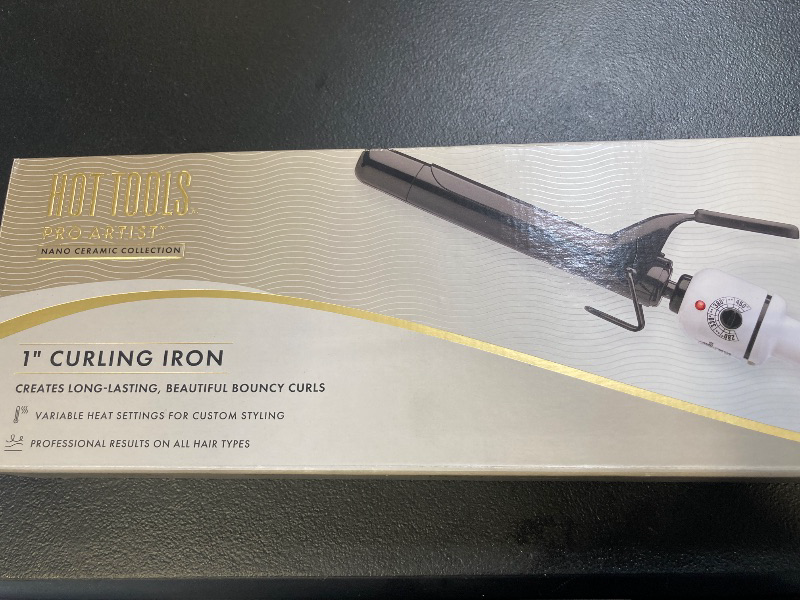 Photo 1 of HOT TOOLS Pro Artist Nano Ceramic Curling Iron/Wand | For Smooth, Shiny Hair (1” in) Black/White