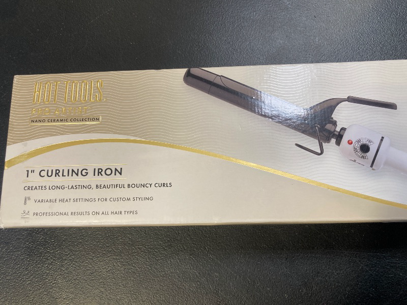 Photo 1 of HOT TOOLS Pro Artist Nano Ceramic Curling Iron/Wand | For Smooth, Shiny Hair (1” in) Black/White
