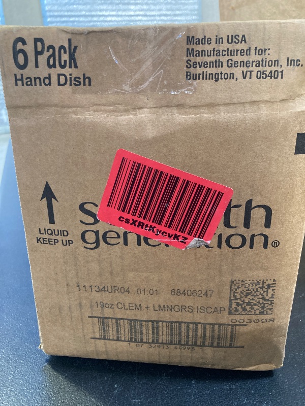 Photo 1 of Seventh Generation Dish Liquid Soap Clementine Zest Lemongrass Pack of 6 Dishwashing Soap Liquid Soap 19 oz