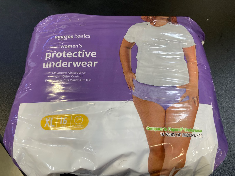 Photo 1 of Amazon Basics Incontinence Underwear for Women, Protective, Disposable, Postpartum, Maximum Absorbency, X-Large, Lavender, 16 Count