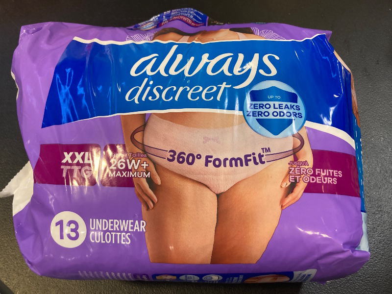 Photo 1 of Always Discreet Adult Incontinence Underwear for Women and Postpartum Underwear, XXL, Up to 100% Bladder Leak Protection, 13 CT