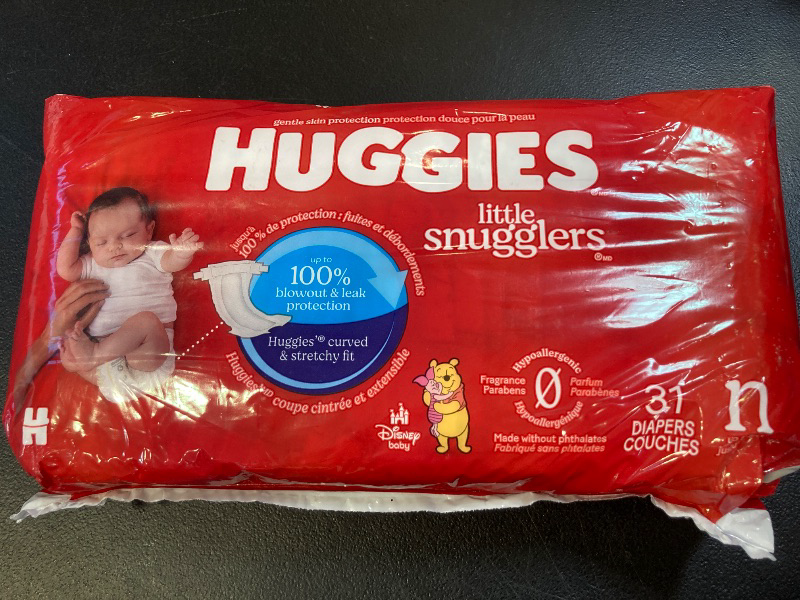 Photo 1 of Huggies Little Snugglers Baby Diapers, Size Newborn (up to 10 lbs), 31 Ct, Newborn Diapers