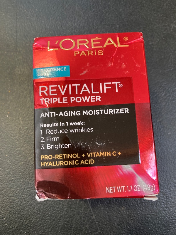 Photo 1 of L'Oreal Paris Revitalift Triple Power Anti-Aging Face Moisturizer, Pro Retinol, Hyaluronic Acid & Vitamin C, Reduce Wrinkles, Fragrance Free 1.7 Oz