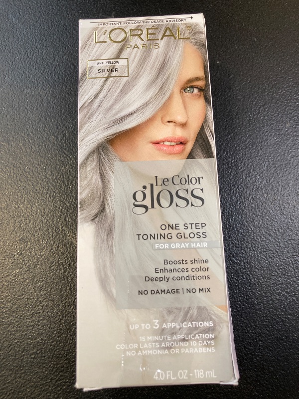 Photo 1 of L'Oreal Paris Le Color Gloss One Step In-Shower Toning Hair Gloss, Neutralizes Brass, Conditions & Boosts Shine, Silver, 4 Ounce