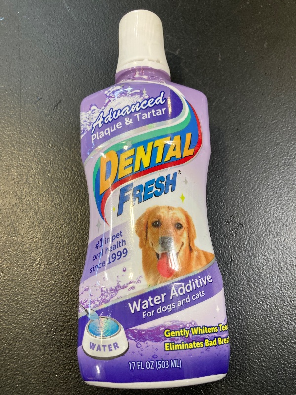 Photo 1 of Dental Fresh Advanced Plaque and Tartar Water Additive, 17oz – Dog Teeth Cleaning Formula to Freshen Breath and Improve Cat & Dog Dental Care
