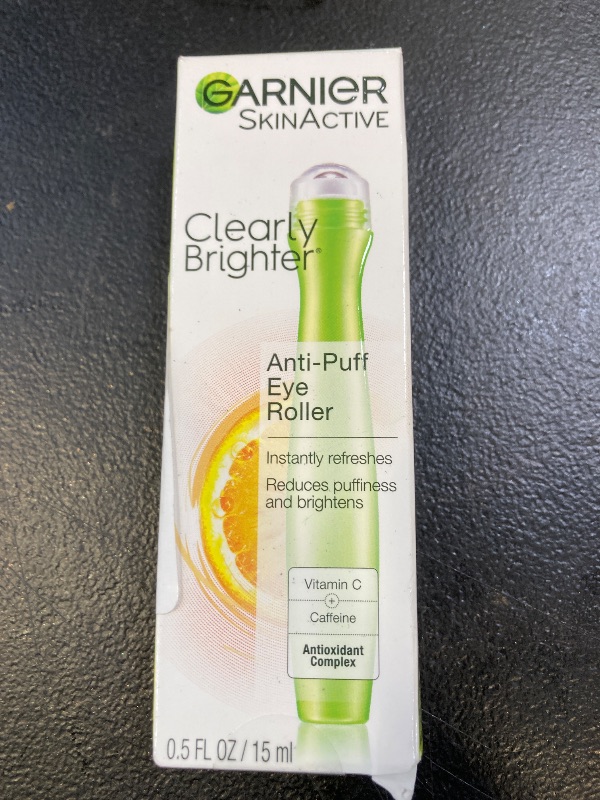 Photo 1 of Garnier Clearly Brighter Anti-Puff Eye Roller, Dark Circles Under Eye Treatment with Caffeine and Vitamin C, 0.5 Fl Oz (15mL), 1 Count (Packaging May Vary)