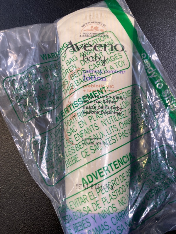 Photo 1 of Aveeno Baby Calming Comfort Moisturizing Lotion with Relaxing Lavender & Vanilla Scents, Non-Greasy Body Lotion with prebiotic Oatmeal & Dimethicone, Paraben- & Phthalate-Free, 8 fl. oz