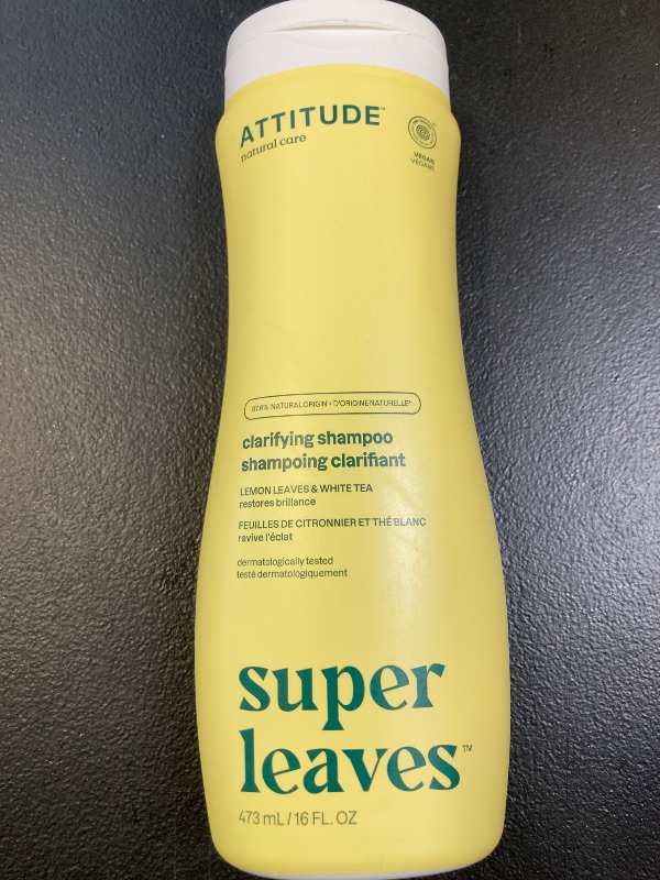 Photo 1 of ATTITUDE Clarifying Hair Shampoo, EWG Verified, Restores Shine, Naturally Derived Ingredients, Vegan and Plant Based, Lemon Leaves and White Tea, 16 Fl Oz