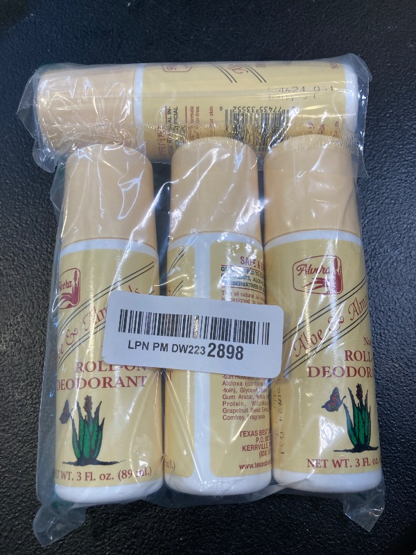 Photo 1 of Alvera All Natural Roll-On Deodorant Aloe & Almonds - 3 Fl Oz, 4 pack