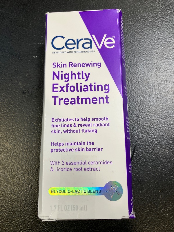 Photo 1 of CeraVe Skin Renewing Nightly Exfoliating Treatment, Anti Aging Serum With 5% Blend Of Glycolic Acid & Lactic Acid, Wrinkles & Dark Spot Corrector For Face, Exfoliating Gel, 1.7 Oz