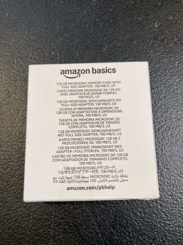 Photo 1 of Amazon Basics Micro SDXC Memory Card with Full Size Adapter, A2, U3, Read Speed up to 100 MB/s, 128 GB, Black