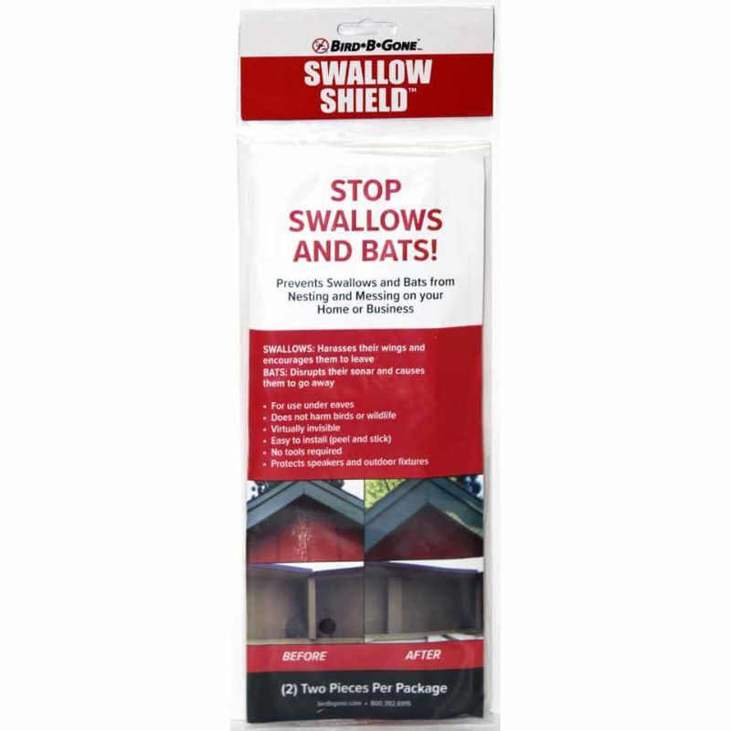 Photo 1 of Bird B Gone - Swallow Shield - Transparent 3"x11" Adhesive Strips (2 Pack) - Nesting Deterrent for Eaves & Overhangs - Humane & Virtually Invisible - Easy to Install - Repels Swallows & Bats
