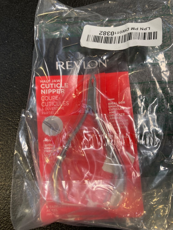 Photo 1 of Revlon Half Jaw Cuticle Nipper, Manicure Tool for Nail Care, Hangnail Clipper, For More Precise Trims, Non-Slip Grip, Stainless Steel, 1 Count