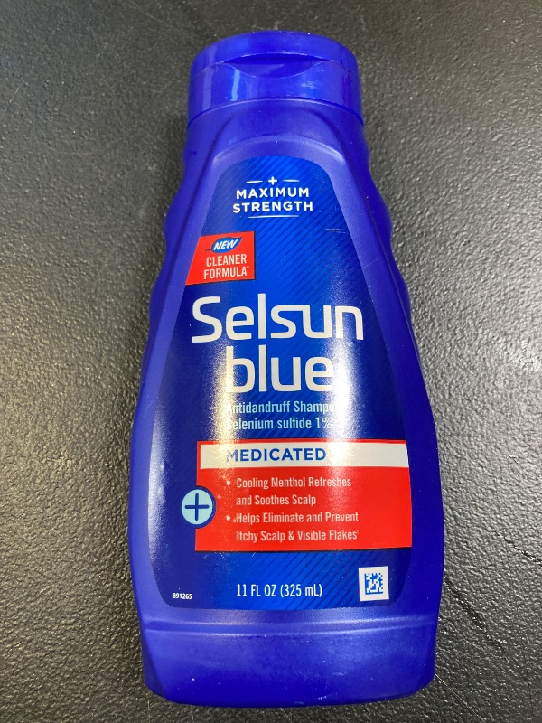 Photo 1 of Selsun Blue Medicated Antidandruff Shampoo, Maximum Strength Scalp Treatment With Selenium Sulfide, 11 fl. oz.