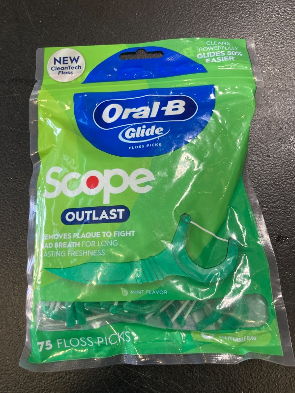 Photo 1 of Oral-B Glide Complete Floss Picks, Dental Floss Picks, Scope Outlast, 75-ct, Toothpicks Floss Picks