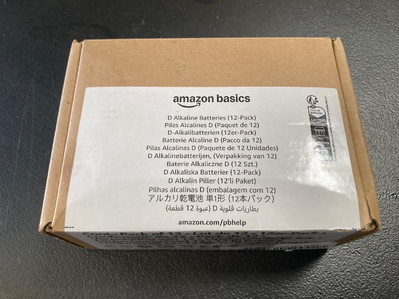 Photo 1 of Amazon Basics 12-Pack D Cell Alkaline All-Purpose Batteries, 1.5 Volt, 5-Year Shelf Life