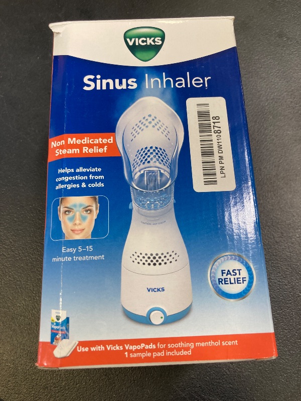 Photo 1 of Vicks Sinus Inhaler - Non-Medicated Steam Relief for Allergies, Congestion, Cough & Colds, Vocal Steamer, Soothes Nasal & Throat Passages, Works with VapoPads (1 Included), FSA & HSA Eligible
