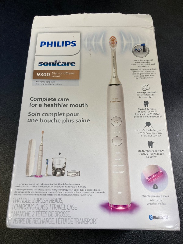 Photo 1 of Philips Sonicare DiamondClean Smart 9300 Electric Toothbrush, Sonic Toothbrush with App, Pressure Sensor, Brush Head Detection, 4 Brushing Modes and 3 Intensity Levels, White, Model HX9903/05