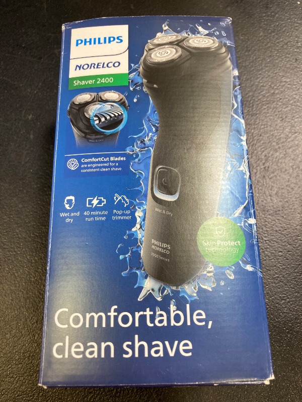 Photo 1 of Philips Norelco Shaver 2400 Series, Wet and Dry Electric Shaver, Pop-up Trimmer, P-Cap, Deep Black, Model X3001/90