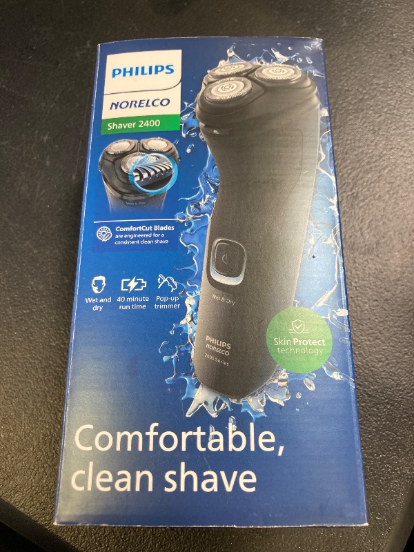 Photo 1 of Philips Norelco Shaver 2400 Series, Wet and Dry Electric Shaver, Pop-up Trimmer, P-Cap, Deep Black, Model X3001/90