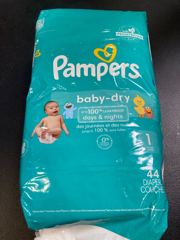 Photo 1 of Pampers Diapers - Baby Dry - Size 1, 44 Count, Absorbent Disposable Infant Diaper (Packaging May Vary)
