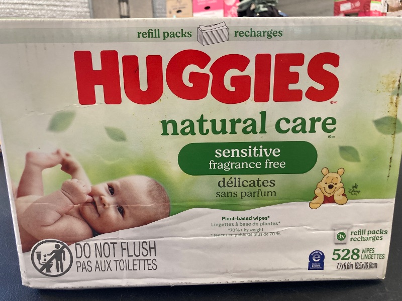 Photo 1 of Huggies Natural Care Sensitive Baby Wipes, Unscented, Hypoallergenic, 99% Purified Water, 3 Refill Packs (528 Wipes Total)