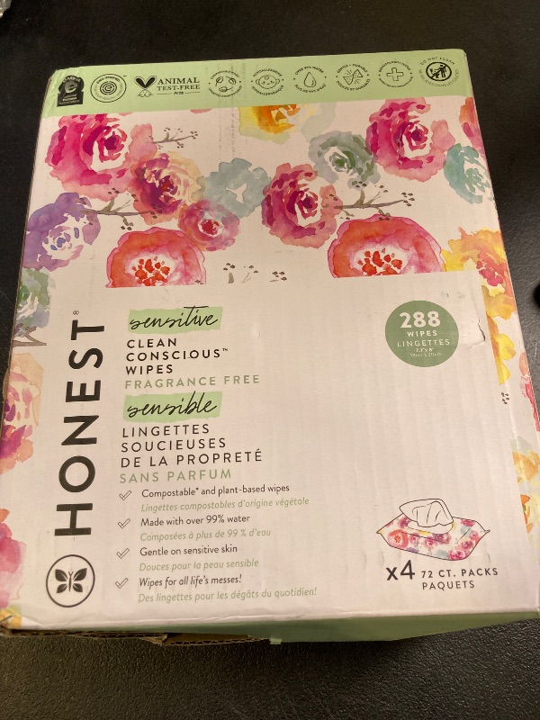 Photo 1 of The Honest Company Clean Conscious Multi-Use Wipes | Hypoallergenic + Unscented for Sensitive Skin | Over 99% Water, Compostable, Plant Based, Baby Wipes | Rose Blossom, 288 Count