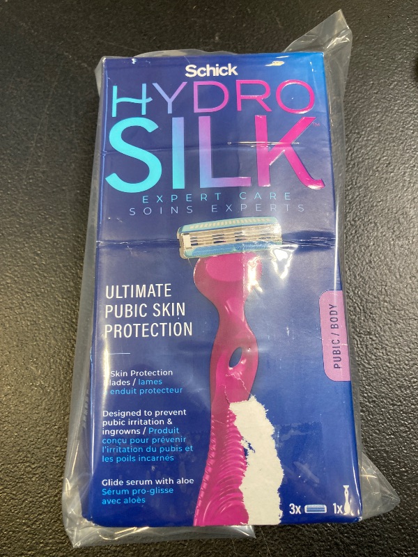 Photo 1 of Schick Hydro Silk Ultimate Pubic Skin Protection, Bikini Razor | Razors for Women Sensitive Skin, Pubic Hair Razor for Women, Includes 1 Handle with 3 Refills